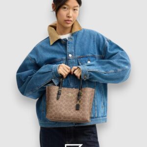 Mollie Tote Bag In Signature Canvas Brown Black Hand 1665 - Image 4