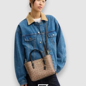 Mollie Tote Bag In Signature Canvas Brown Black Hand 1665 - Image 5