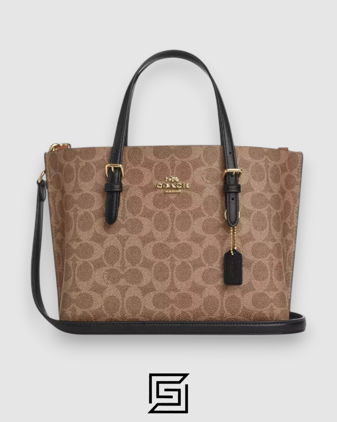 Mollie Tote Bag In Signature Canvas Brown Black Hand 1665 - Image 1