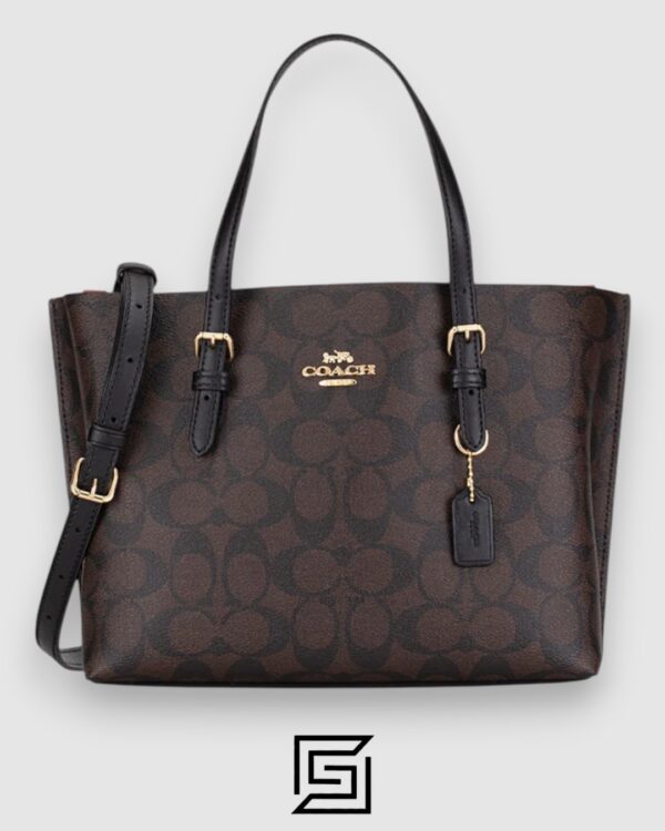 Mollie Tote Bag In Signature Canvas Dark Brown Black Hand 1665