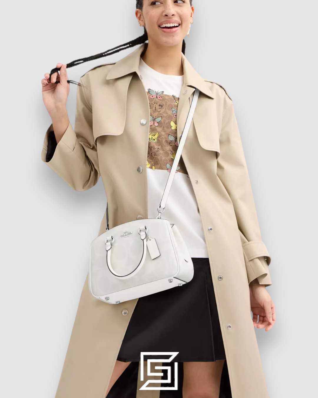 COACH Savannah Small Carryall Bag In Signature Canvas White CAL53 - Image 7