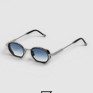 John Dalia MATT Black Grey Silver-Lens-Blue Sunglasses