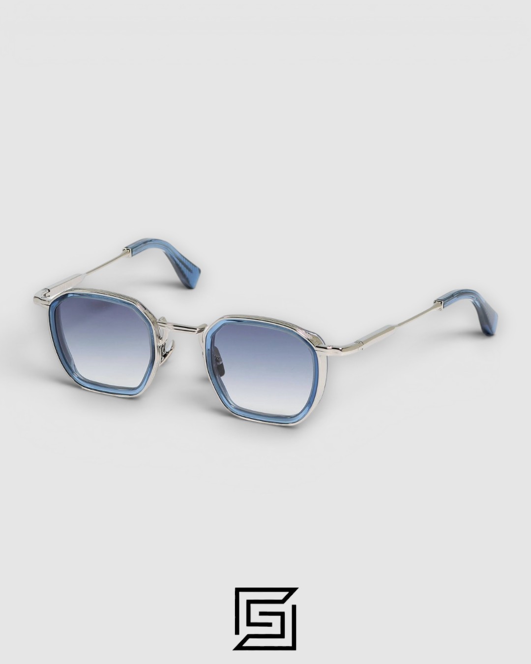 John Dalia LEO2 C164 Green/Silver Full-Rim Sunglasses with Green Lenses - Image 3
