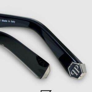 Philipp Plein LIGHT FIGHTER VPP021 Black Frame Sunglasses with Black Lenses and Silver Details - Image 6