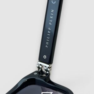 Philipp Plein LIGHT FIGHTER VPP021 Black Frame Sunglasses with Black Lenses and Silver Details - Image 5