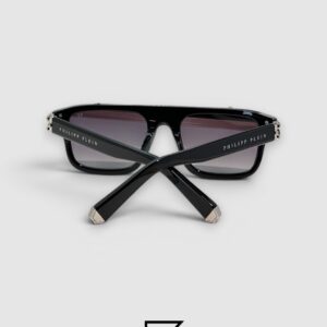 Philipp Plein LIGHT FIGHTER VPP021 Black Frame Sunglasses with Black Lenses and Silver Details - Image 3