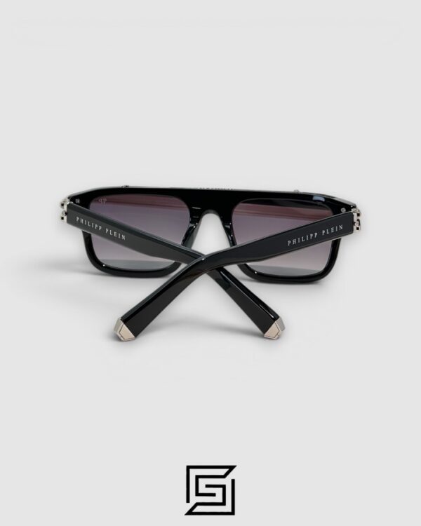 Philipp Plein LIGHT FIGHTER VPP021 Black Frame Sunglasses with Black Lenses and Silver Details