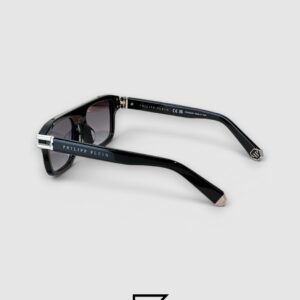 Philipp Plein LIGHT FIGHTER VPP021 Black Frame Sunglasses with Black Lenses and Silver Details - Image 2