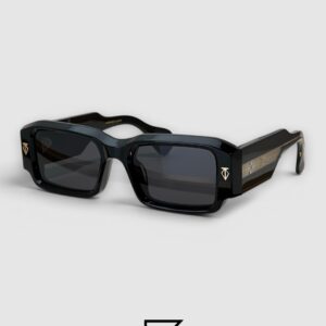 ⁦ROSSI Black Frame Blue Lenses Gold Arm⁩ - الصورة ⁦4⁩