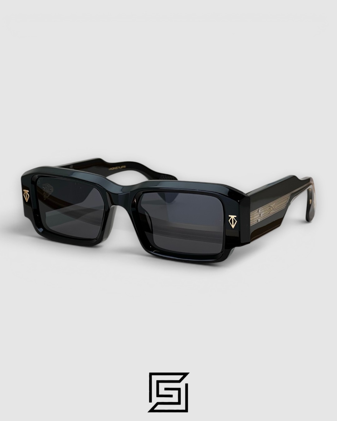 ⁦ROSSI Black Frame Blue Lenses Gold Arm⁩ - الصورة ⁦4⁩
