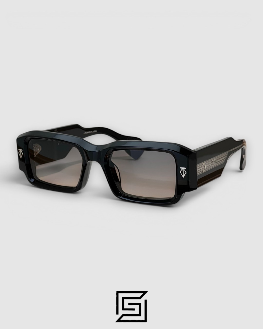 ⁦ROSSI Black Frame Blue Lenses Gold Arm⁩ - الصورة ⁦1⁩