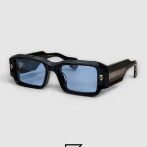 ⁦ROSSI Black Frame Blue Lenses Gold Arm⁩ - الصورة ⁦2⁩
