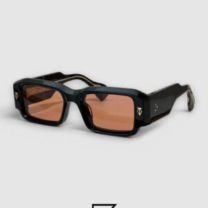 ⁦ROSSI Black Frame Blue Lenses Gold Arm⁩ - الصورة ⁦3⁩