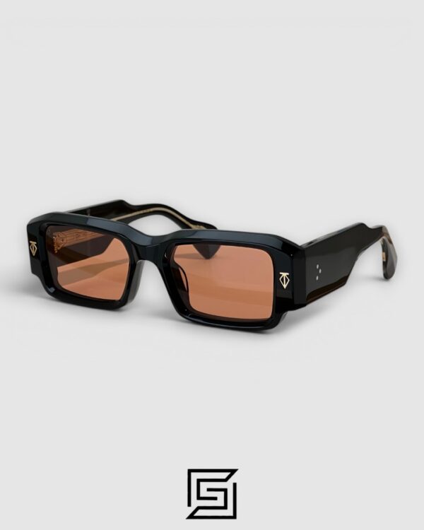 ROSSI Black Frame Blue Lenses Gold Arm