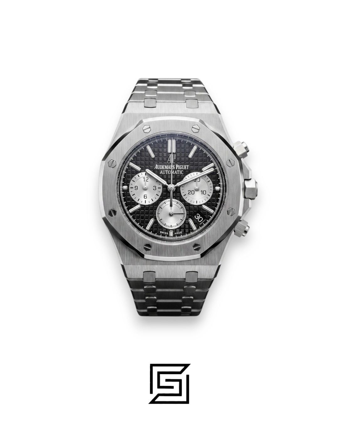 ⁦Royal Oak WF0851 Chronograph Black Tapisserie Silver Dial – Stainless Steel⁩ - الصورة ⁦1⁩