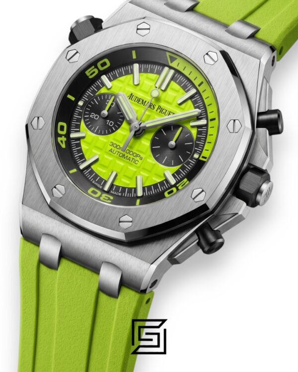 Royal Oak OffShore WF0851 Quartz 2 Counters Rubber Green