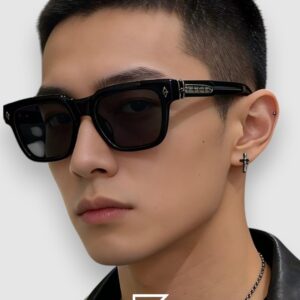 Chrome Heart PEN 15 Black Square Sunglasses with Grey Lenses - Image 4