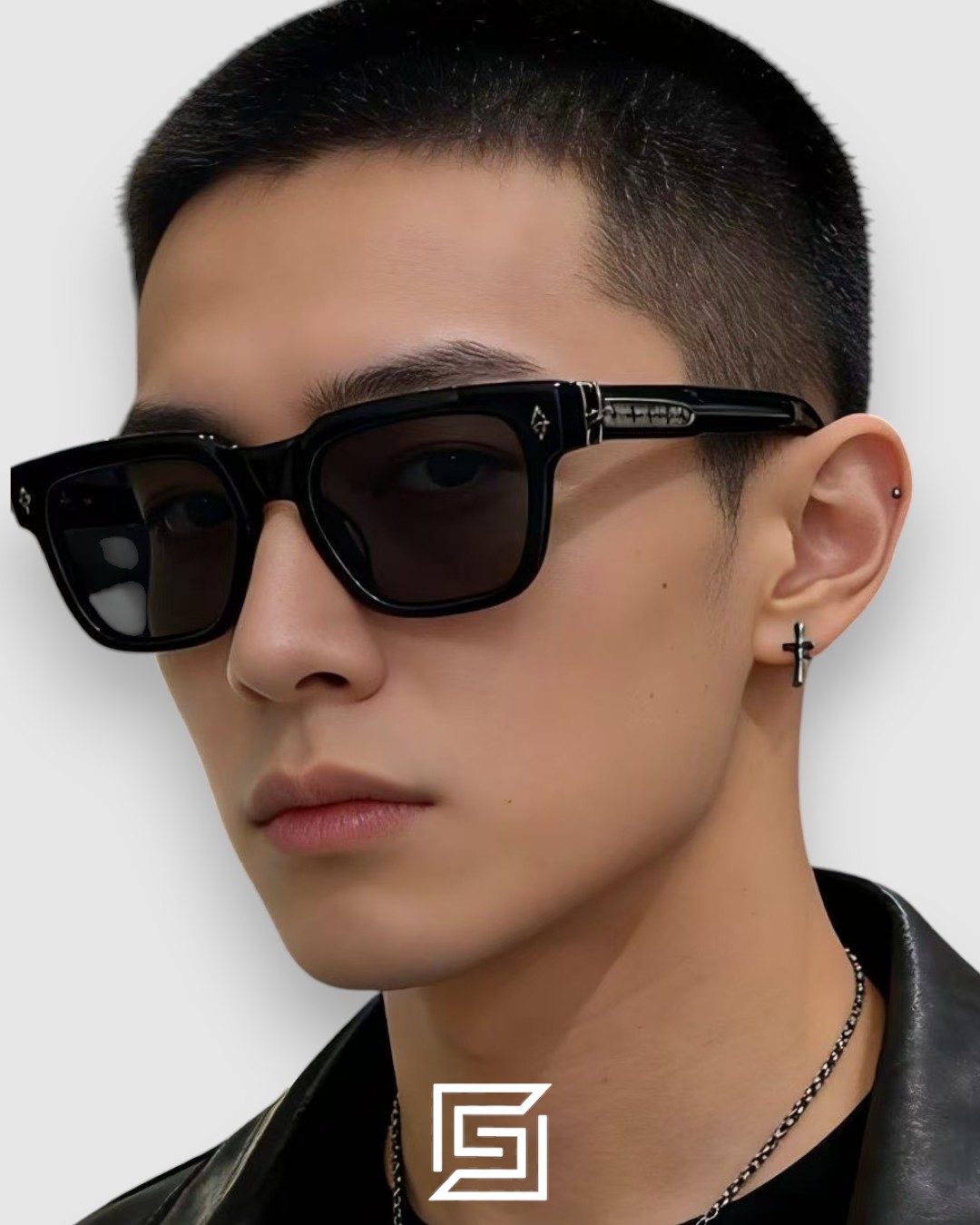 Chrome Heart PEN 15 Black Square Sunglasses with Grey Lenses - Image 4